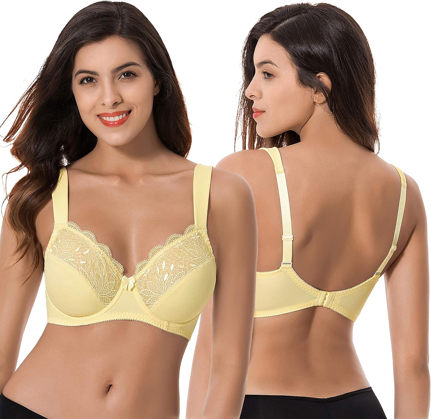 Curve Muse Plus Size Unlined Minimizer Underwire Bra with Embroidery Lace-3 Pack at  Women’s Clothing store
