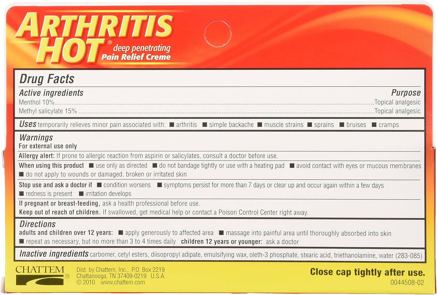 Arthritis Hot Pain Relief Creme 3 oz - (Pack of 6): Health & Personal Care