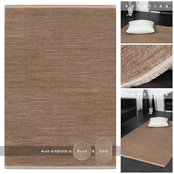 Hochwertiger Fransen Teppich 3121 A Mit Hoch Tief Effekt In Braun