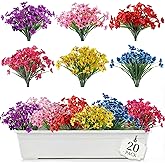 GOEJGSDJ 20 Bundles Artificial Flowers for Outdoors or Garden Home Decor,No Fade Fake Flowers Faux Plants for Decoration Hanging Planters,Porch Window Box Garden Wedding Farmhouse Decor Fake Plants