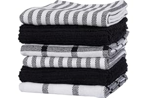 Flat Weave Tea Kitchen Towels - Set of 6 Towels 18 x 28 Inches, 4 Flat Weave Towels For Cooking & Drying Dishes, 2 Tea Towels