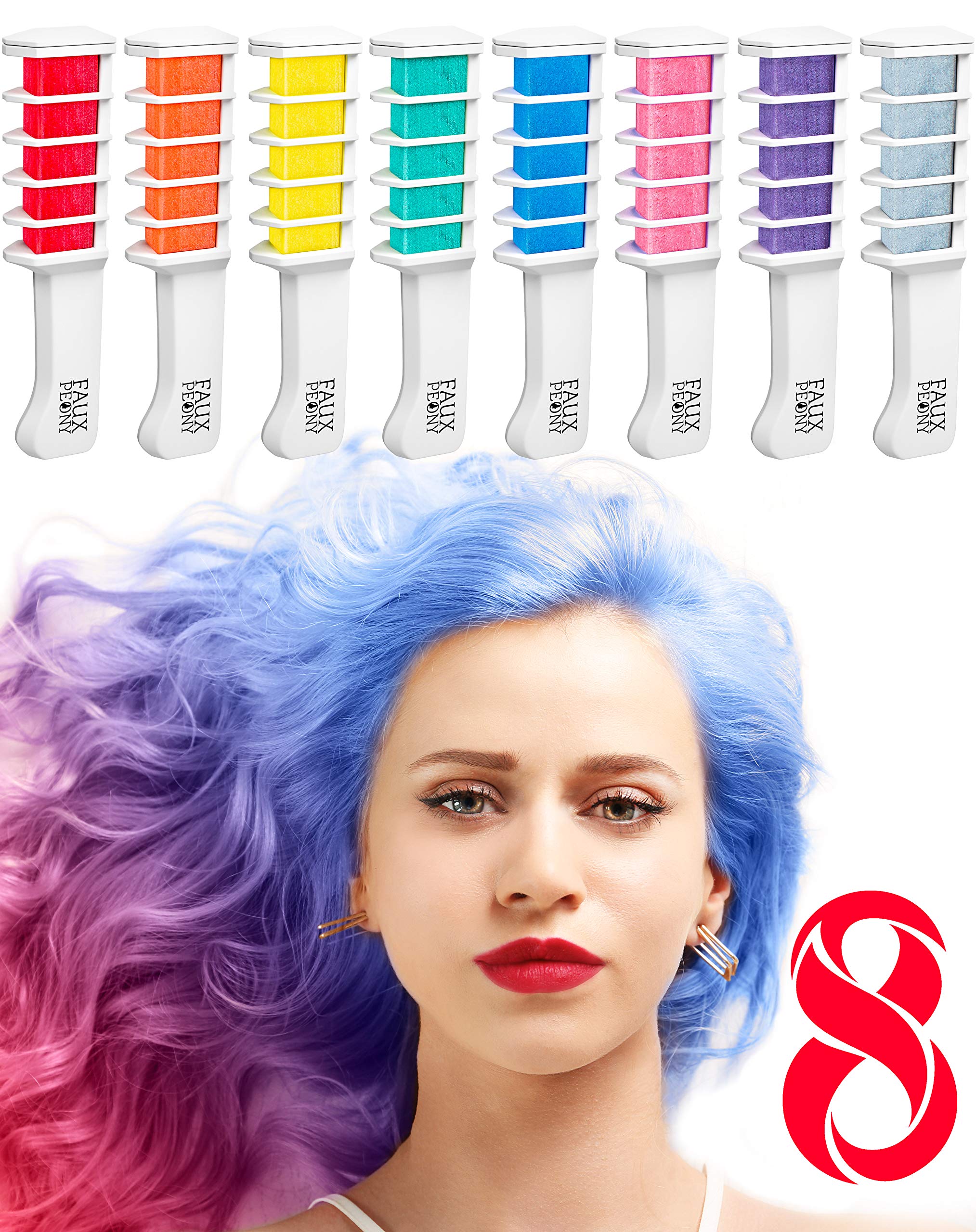 Hair Chalk Comb Temporary Hair Dye Hair Color Brush for Adults Kids & Children - Boys & Girls/Perfect Gift Idea/Set of 8 pcs