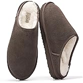 Project Cloud Mens Slippers 100% Genuine Leather and Genuine Shearling Lining – House Slippers for Men with Memory Foam Insole – Lightweight & Non Slip Mens House Shoes
