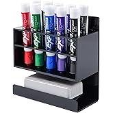 MyGift Dry Erase Marker Holder 10 Slots Whiteboard Marker Holder for Wall Dry Erase Eraser Holder Wall Mount Black