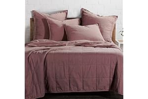 H HIEND ACCENTS HiEnd Accents Stonewashed Cotton Canvas Coverlet, Super Queen Size, Sarsaparilla Solid Color, Rustic Traditional Farmhouse Style Luxury Bedding, Lightweight Bed Cover