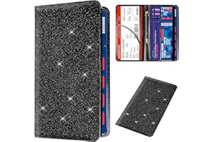 HIIXHC Bling Car Registration and Insurance Holder, PU Leather Vehicle Glove Box Organizer Wallet Case Organizer for Insurance Card, Driver License, Essential Document, Paperwork