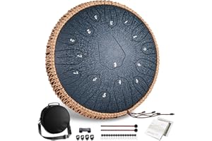 Lronbird Steel Tongue Drum 13 Inch 15 Notes Hand Drums with Travel Bag Mallets Music Book, D Major Musical Instruments for Adults - Concert Percussion - Sound Healing (Navy)