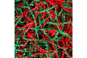 Bobobag 1LB Christmas Crinkle Cut Paper Shred Filler Recyclable Gift Wrap confetti Raffia Grass Shred Paper for Christmas Gift Wrapping Basket Filling Box Filling Party Decor (Red/Green)