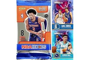 NEW 2021-22 Panini NBA HOOPS Authentic Factory SEALED Basketball HOBBY PACK - Plus Novelty Luka and LaMelo Cards Shown!