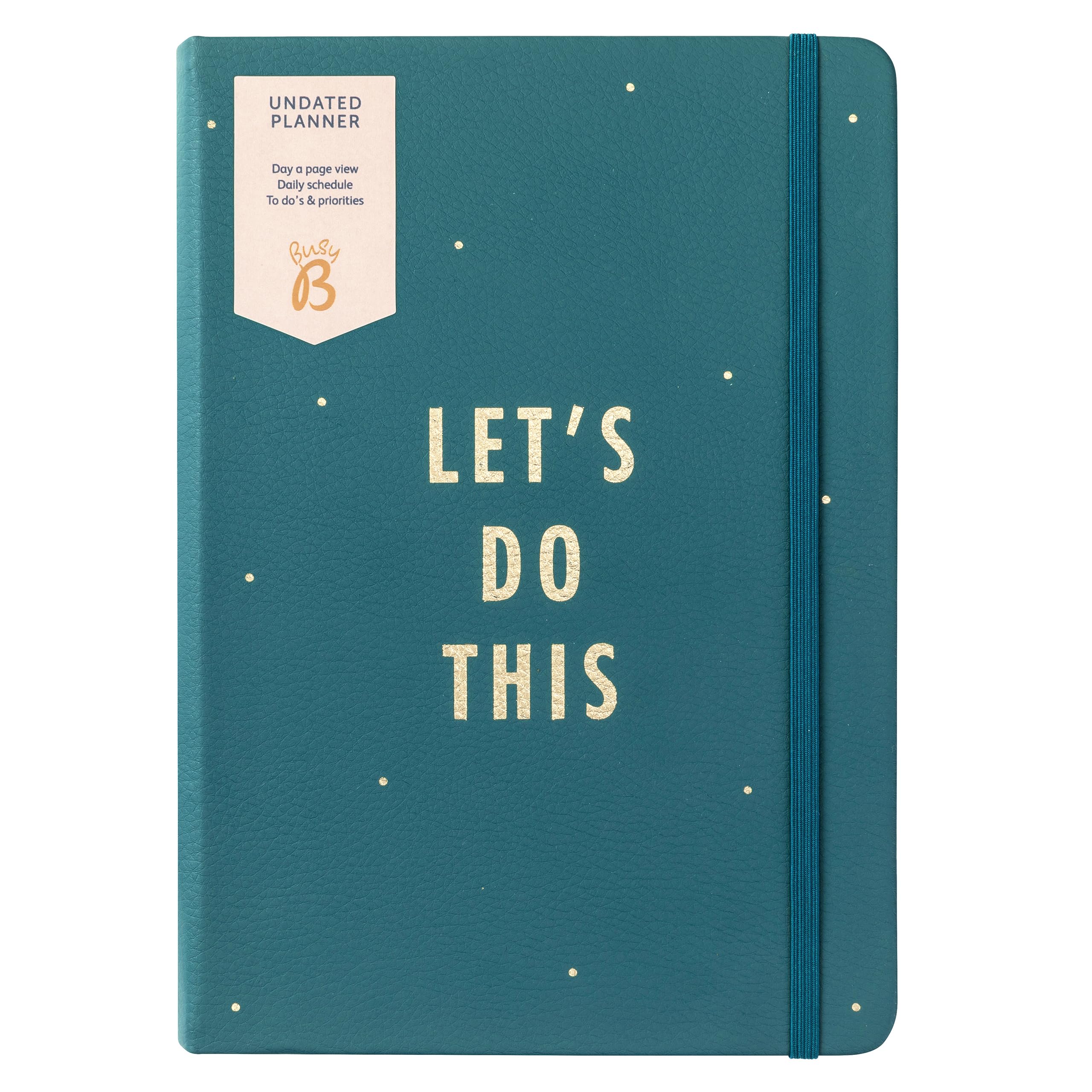 Busy B Undated Planner - Pine - Faux Leather Life Planner Diary with Undated Daily Schedule, Notes and To Do’s and Priorities with Elastic Closure and Ribbon Page Marker - FSC® Certified — image 1