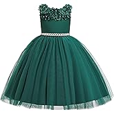 Glamulice Vintage Flower Girl Dress 3D Floral Tulle Pageant Dresses Kids Wedding Bridesmaid Formal Holiday Party Gown
