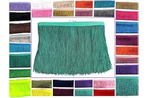 SEW TRENDS 2 Yards of 12" Long Chainette Fringe Thread Yarn Tassel Trim Braid Fringe for Crafts Sewing and Decor-Hunter Green