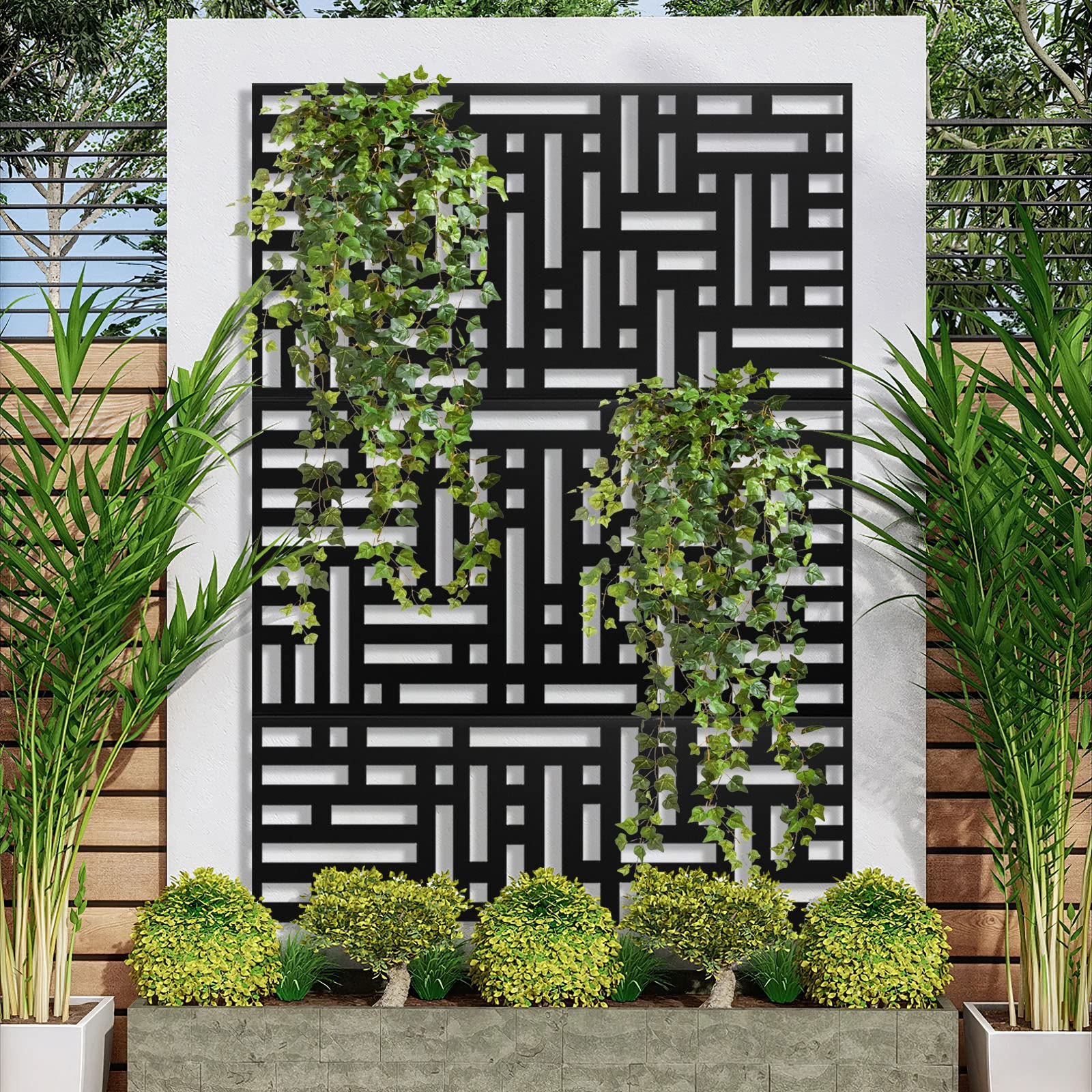 View 1 of Elevens Decorative Outdoor Privacy Screen Panels, Metal Laser Cut Privacy Screen Decorative Patio Metal Fence for Outdoor Indoor Decor, A-GE04019
