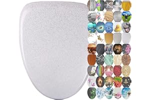 Sanilo ELONGATED, Silent Slow Close, Molded Wood Adjusting Toilet Seat, Glittering White