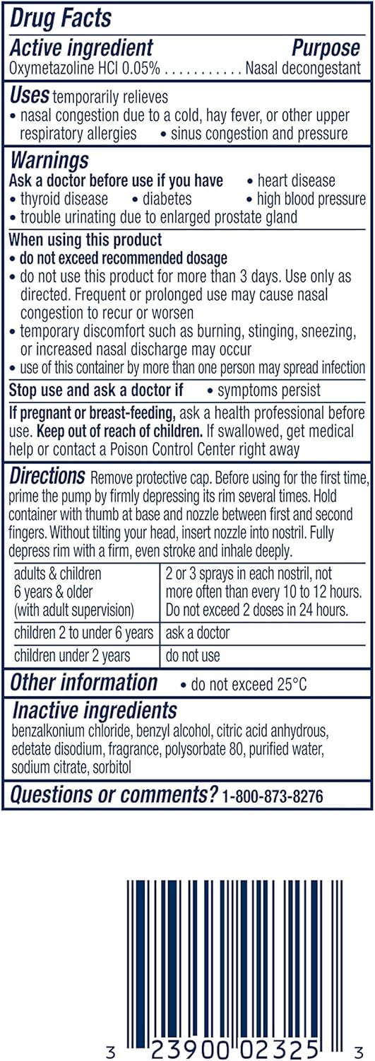 Vicks Sinex SEVERE Sinus and Nasal Spray, Ultra Fine Mist, .5 Fl Oz: Health & Personal Care