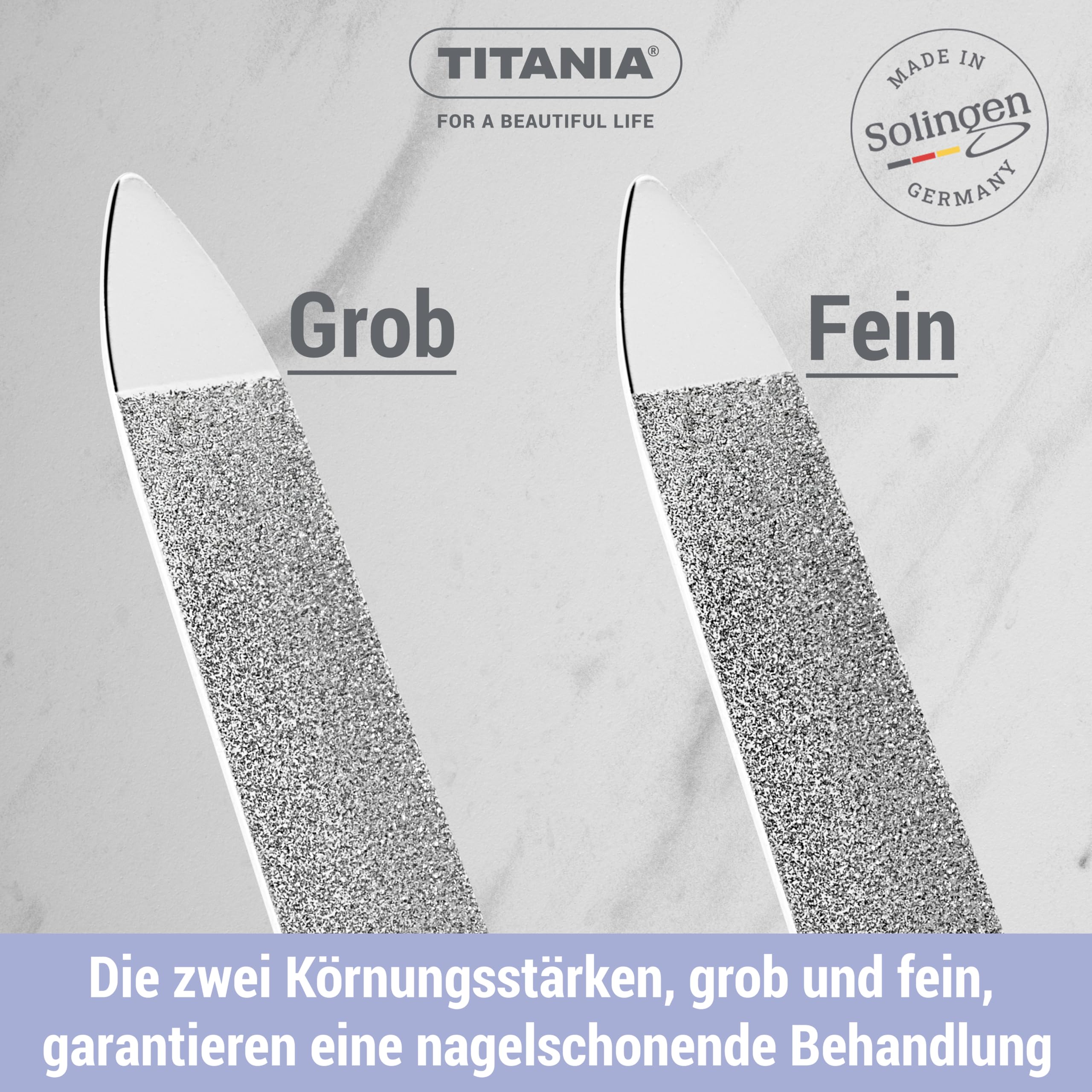 Solingen Profi Saphir Nagelfeilen Set - 4 hochwertige Solinger Feilen für perfekte Nägel, langlebig & präzise, ergonomischer Griff, Made in Germany 3