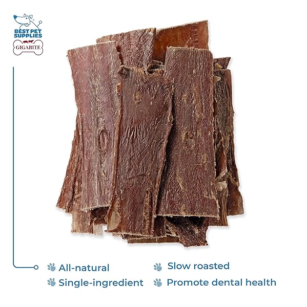 GIGABITE SINGLE INGREDIENT ALL NATURAL FREE RANGE BULLY TREATS AND CHEWS – BULLY STICKS/BLADDER STICKS/BEEF ESOPHAGUS BY BEST PET SUPPLIES – ESOPHAGUS STRIPS (6 INCH), PACK OF 22
