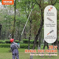 VEVOR Manual Pole Saw, 4.9-20 ft Extendable Tree