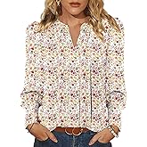 Magritta Puff Long Sleeve Shirts for Women Dressy Casual Fall Fashion Pleated Solid Color Blouse Fitted Mock Neck Tops