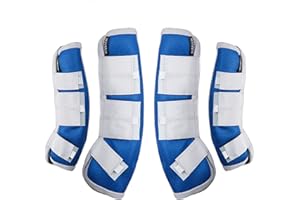 Harrison Howard Horse Fly Boots Leg Guards Fly Boots Protection Set of 4 Aquamarine Medium Cob