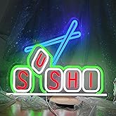 JLEWUINH Sushi Neon Sign for Business Decor Delicious Sushi Neon Light Dimmable Japanese Food Light Up Sign for Restaurant Food Shop Storefront Window Store Kitchen (16.5 * 12.5 In)