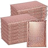 SINJEUN 50 Pieces 6 x 10 Inch Holographic Bubble Mailers, Rose Gold Metallic Padded Bubble Mailers, Glamour Self Sealing Cushion Envelopes for Mailing, Shipping and Packing
