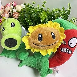 BASHERISE 3 PCS PVZ Plant Plush Zombies Keychain