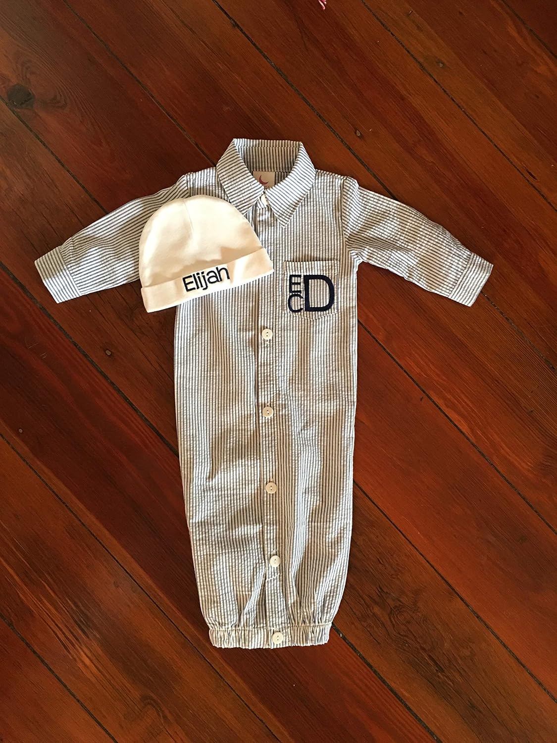 seersucker baby gown