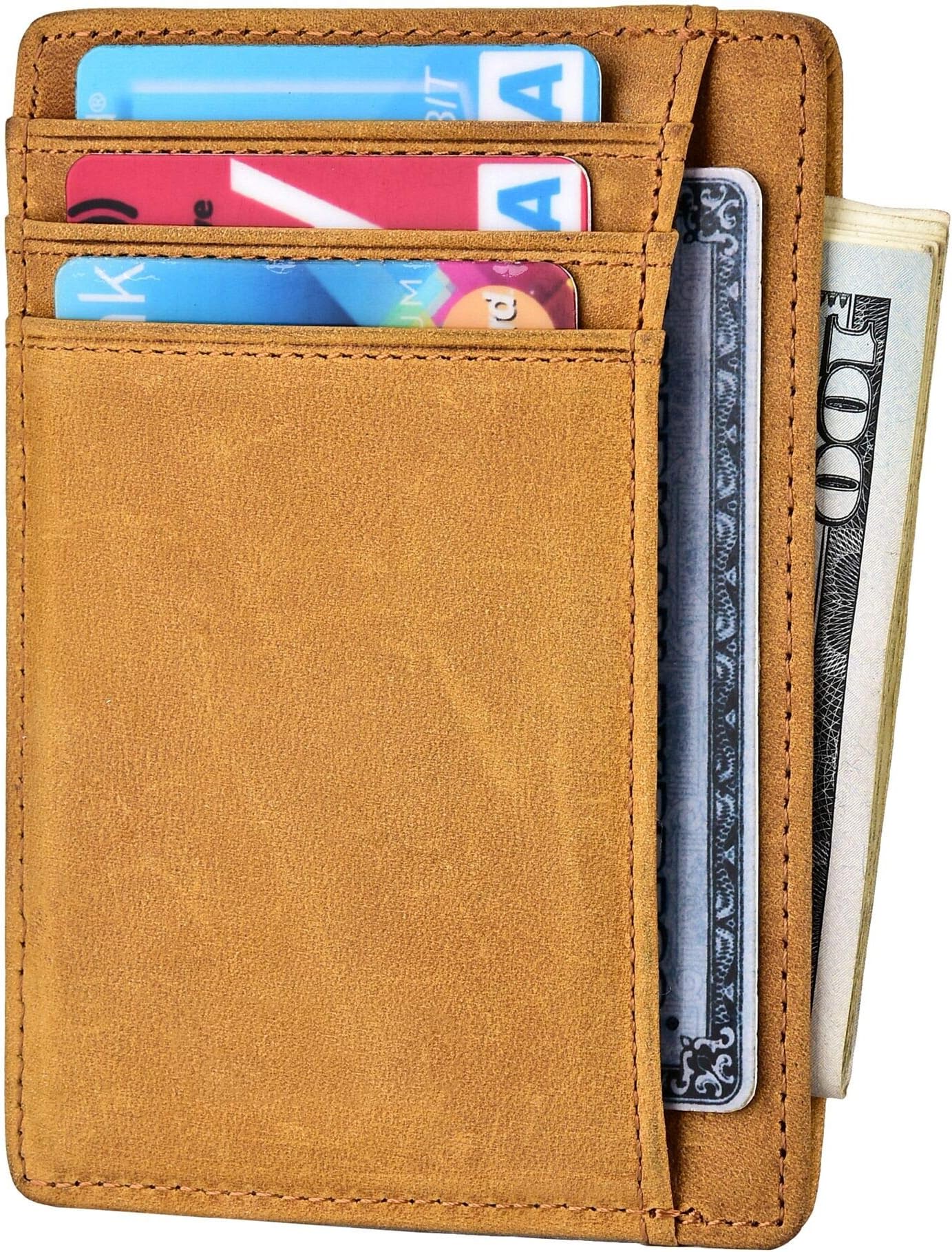 Slim Wallet Front Pocket Minimalist Genuine Leather RFID Blocking Card Holder