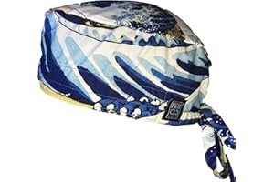 GORROS QUIRÚRGICOS PARA MUJER Y HOMBRE (UNISEX) CON ESTAMPADO DE ARTE (La Gran Ola de Kanagawa)