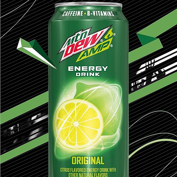MTN DEW AMP ENERGY, ORIGINAL, ENERGY DRINK WITH CAFFEINE, B VITAMINS, 16 FL OZ CANS (12 PACK)