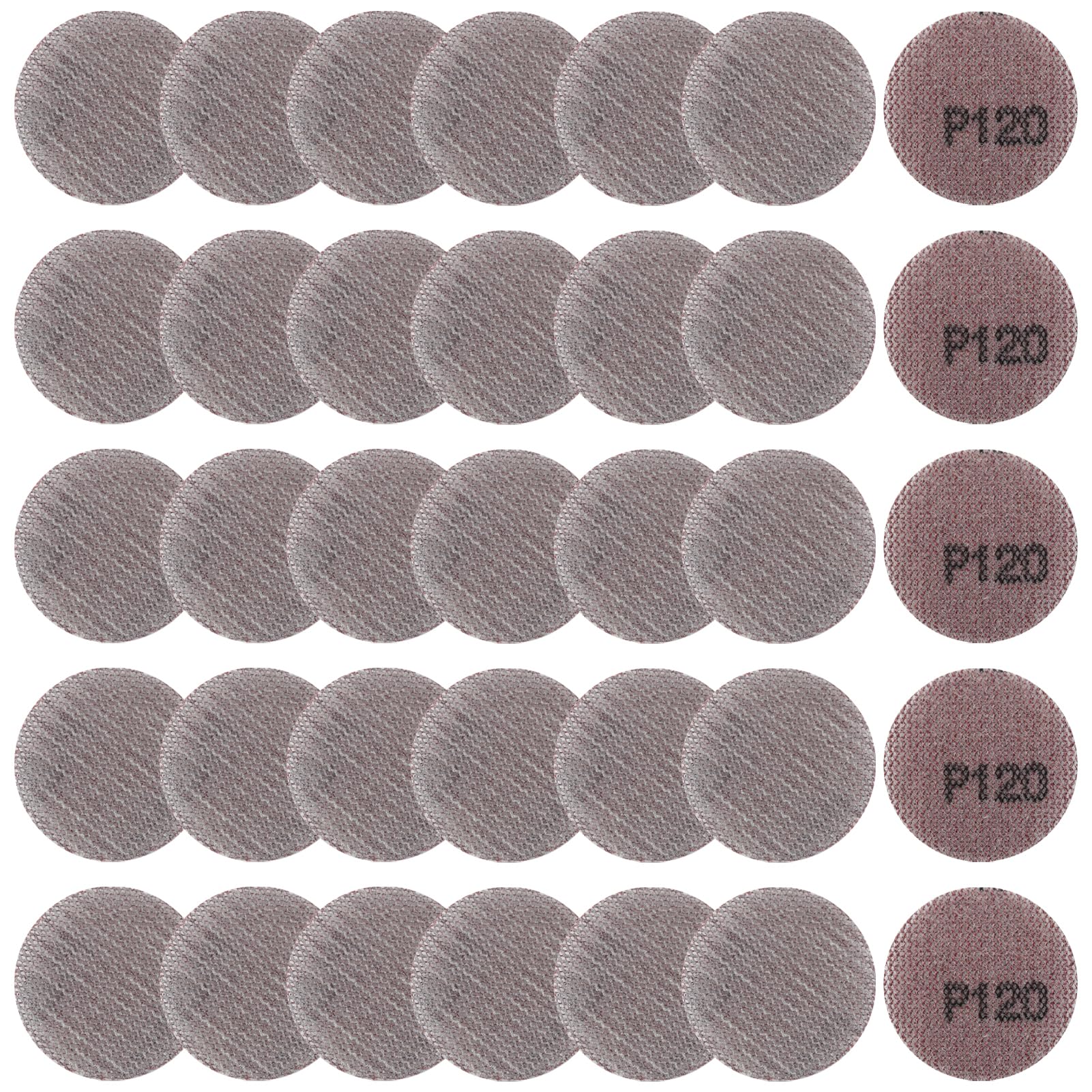 LEONTOOL 2 Inch Aluminium Oxide Mesh Abrasive Sandpaper Hook and Loop Sanding Discs 120 Grit, Pack of 35, Compatible with Power Sander, Random Orbital Sander