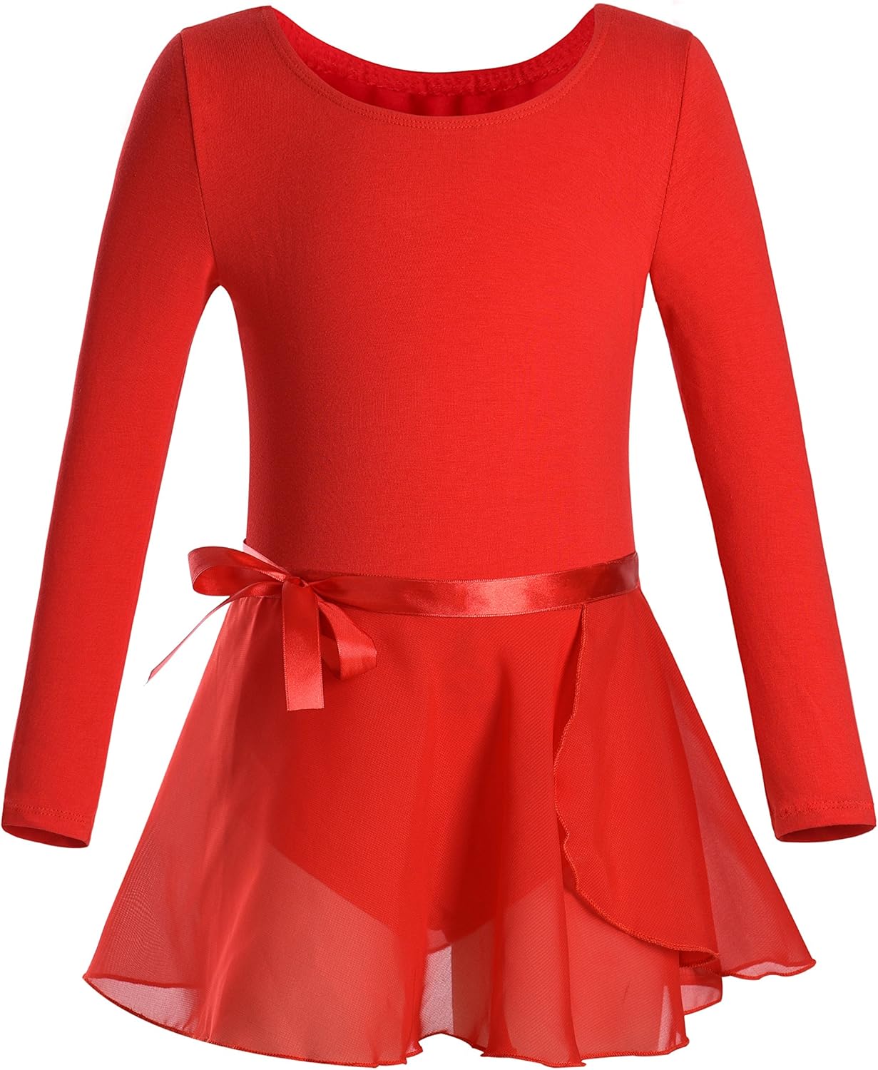DANSHOW Girls Team Basic Long Sleeve Leotard with Skirt Kid Dance Ballet Tutu Dress: Clothing