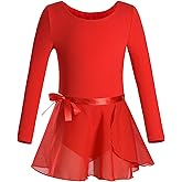DANSHOW Girls Team Basic Long Sleeve Leotard with Skirt Kid Dance Ballet Tutu Dress