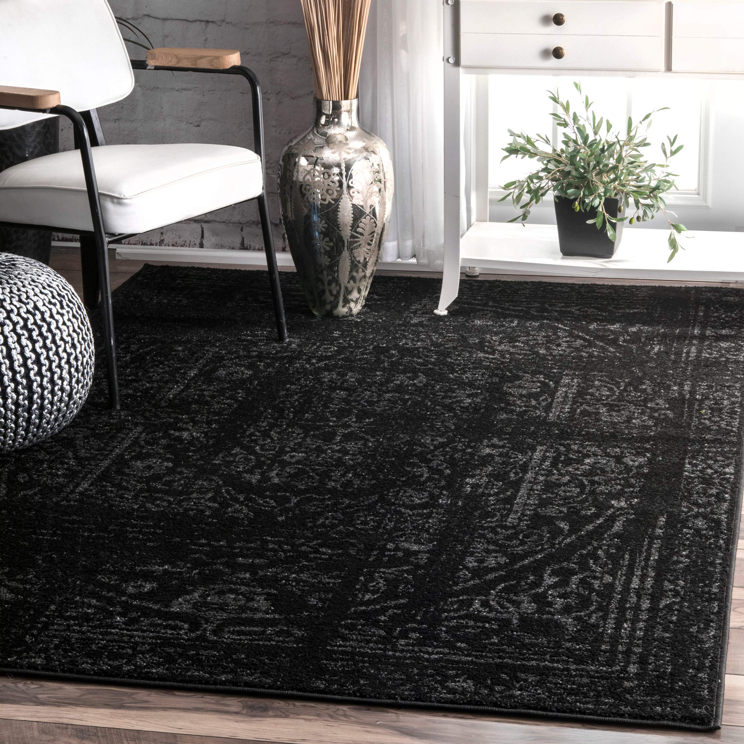 nuLOOM Arlena Vintage Area Rug, 5 Foot x 8 Foot, Black