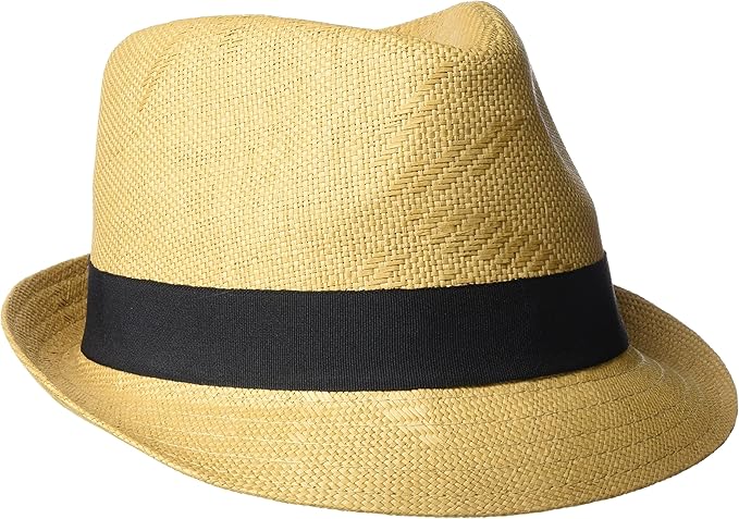 straw fedora hat with black band