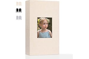 Aevdor Photo Album 4X6 Holds 300 Photos,Linen Cover Photo Book with Front Window,Slip-in Picture Albums for Family Wedding An