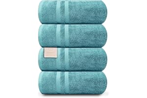 ORGANIX - SUSTAINABLE HEALTH SUPPLIES Organix Oversized 4 Piece Soft Bath Sheets Towels 550 GSM Cotton Bath Towels Extra Large 35"x70", Highly Absorbent & Quick Dry, Super Soft Hotel Quality Extra Large Bath Towels, Daily Use (Turquoise)