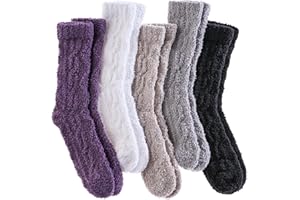 DOSKONI Fuzzy Socks for Women Fluffy Slipper Socks Cozy Winter Warm Soft Microfiber Plush Home Sleeping Gift Socks