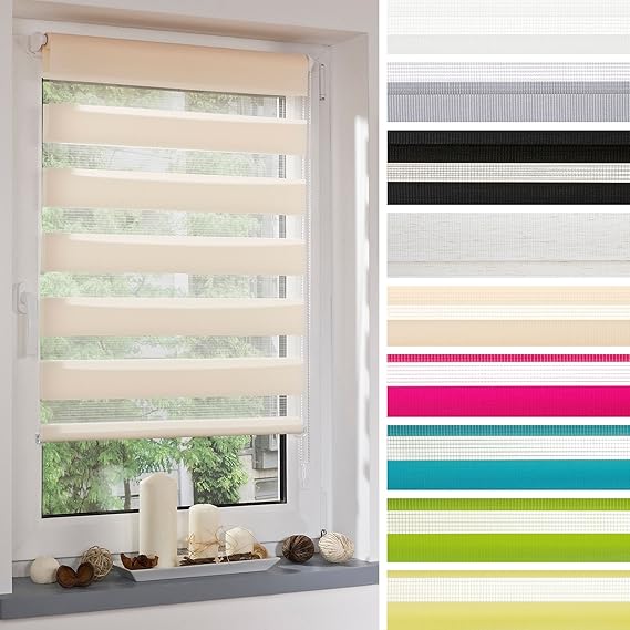 HOMELIA Klemmfix Duorollo, Doppelrollo, ohne Bohren, mit Klemmträger / 080 x 160 fuchsia / Farben: weiß, apricot, anthrazit, 