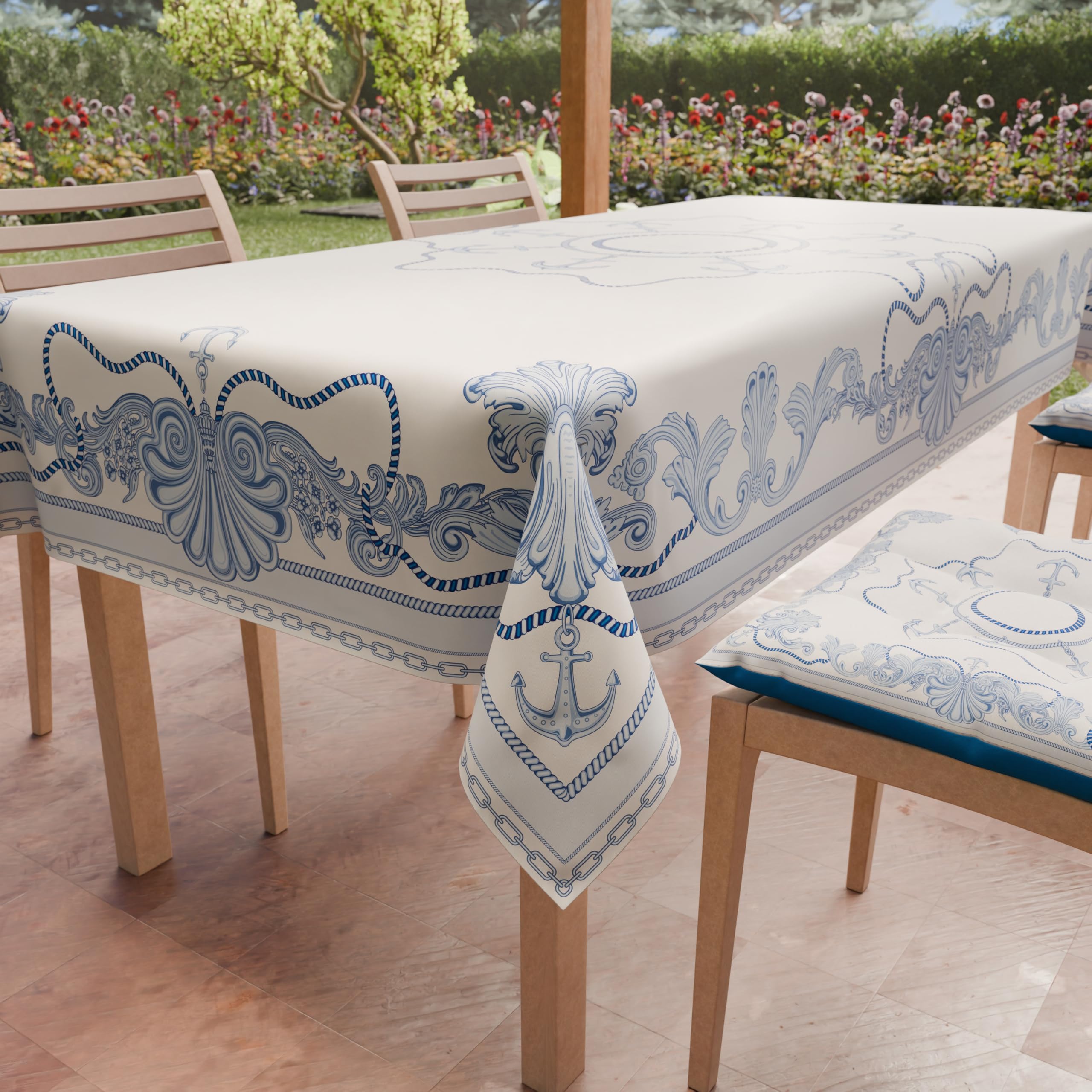 PETTI Artigiani Italiani - Rectangular Stain-resistant Tablecloth Kitchen Table Cover Anchor Design X12 Places (140 x 240 cm) 100% Made in Italy — image 1