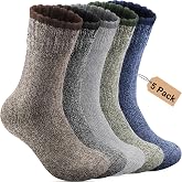 5 Pack Merino Wool Socks for Mens, Thermal Warm Thick Winter Hiking Socks | Breathable Soft Cozy Socks for Cold Weather Casual Crew Socks for Man Gift Multicolor