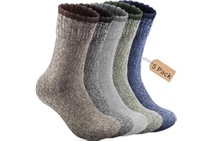 Annsuki 5 Pack Merino Wool Socks Mens for Winter Warm Thermal Socks Thick Hiking Socks for Camping Cozy Socks for Man
