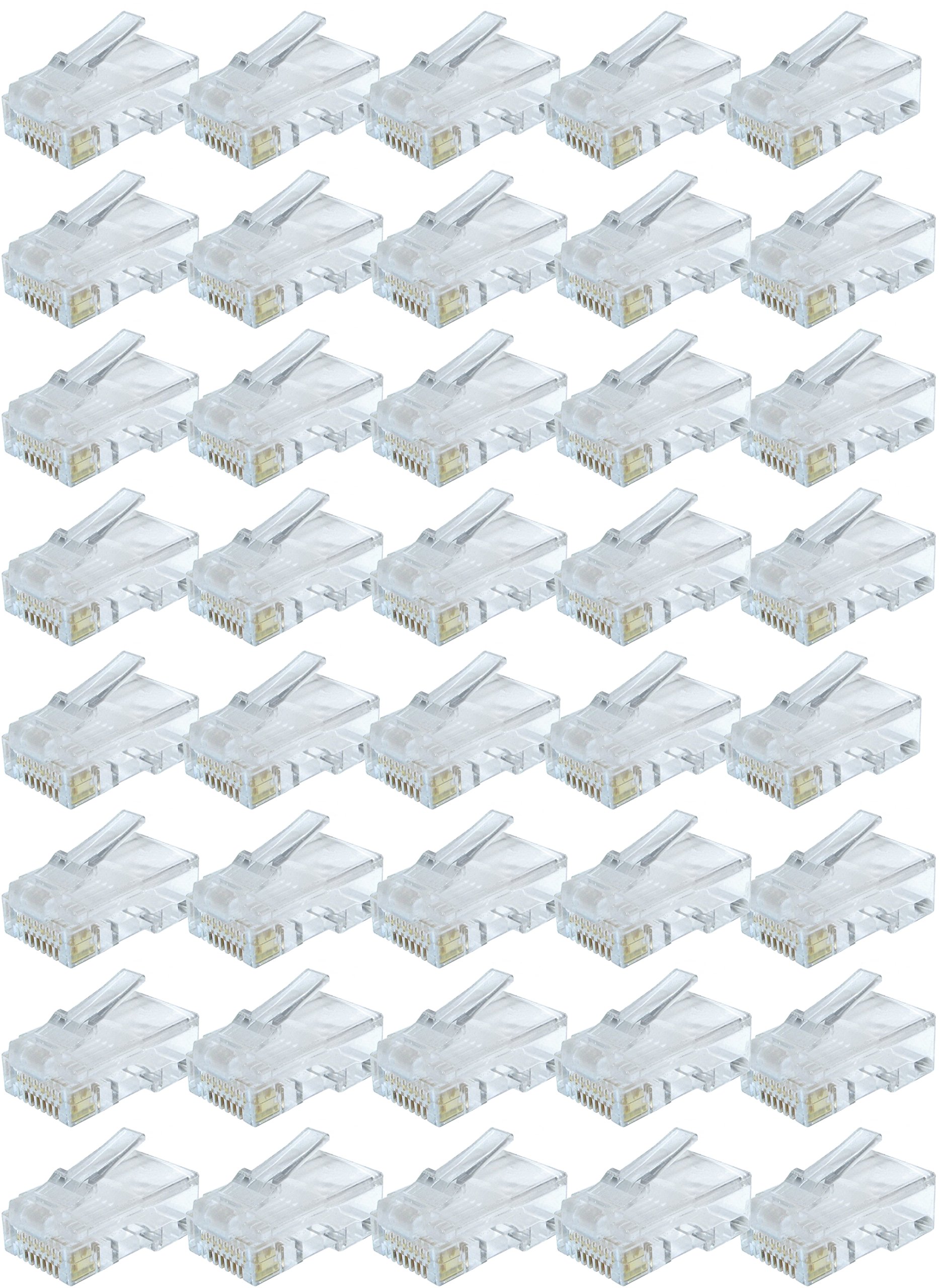 rhinocables RJ45 Connectors, Cat5e Connectors, Ethernet Plug Crimp Ends 8-Pin Connectors Multipack (50 Pack)