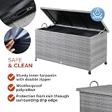 CASARIA 270 Litre Polyrattan Storage Box with Wheels Grey 117x53x60cm view 4
