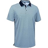 Alimens & Gentle Golf Polo Shirts for Men Short Sleeve Print Dry Fit Moisture Wicking Stretch Collared Business Casual Shirt