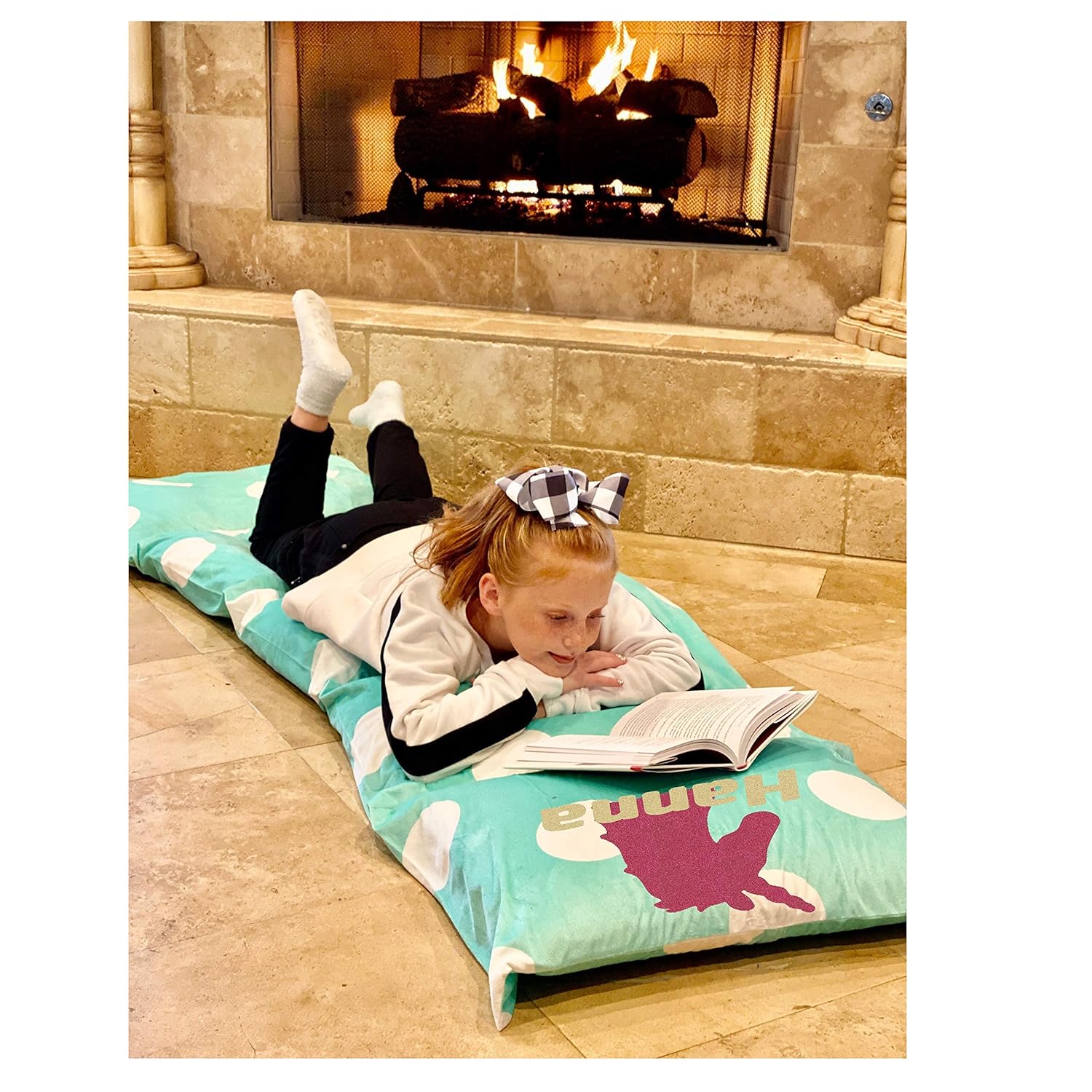 Amazon Com Personalized Kids Turquoise Polka Dot Pillow Bed Floor