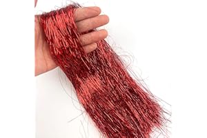 Heyiwell 2000 Strands Iridescent Tinsel Icicles for Christmas Tree, Xmas,Birthday Party Wedding Decorations 18" Inch,Red