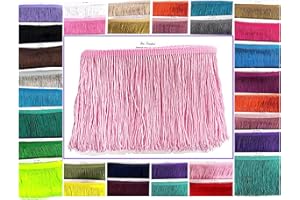 SEW TRENDS 5 Yards of 4" Long Chainette Fringe Thread Yarn Tassel Trim Braid Fringe for Crafts Sewing and Decor-Baby Light Pink
