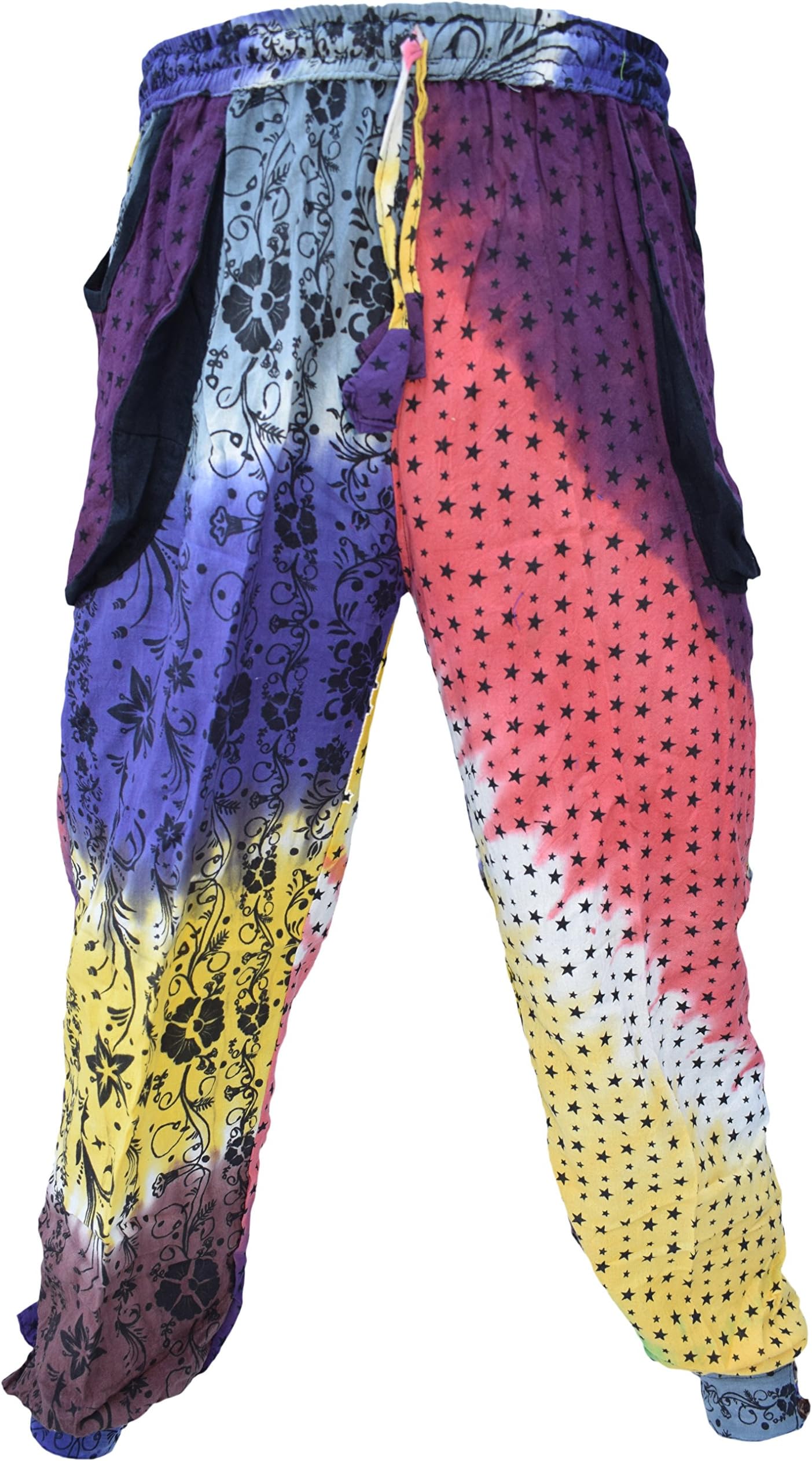 Men's Tie Dye Cotton Psychedelic Light Casual Hippie Pants Trousers